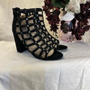 Black Wesley caged sandals